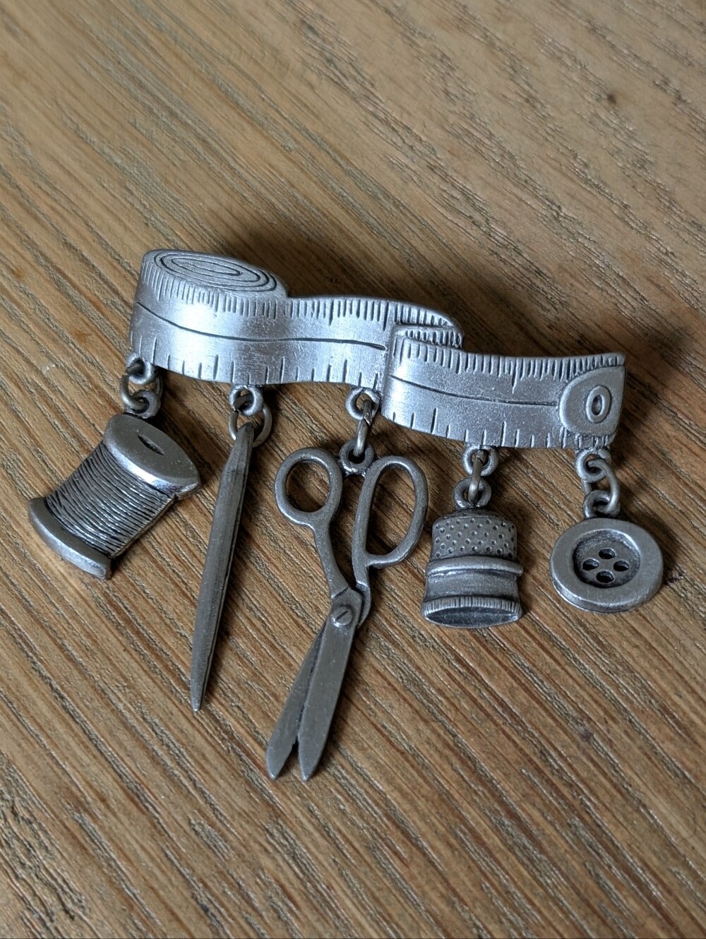 Vintage Pewter Seamstress Brooch